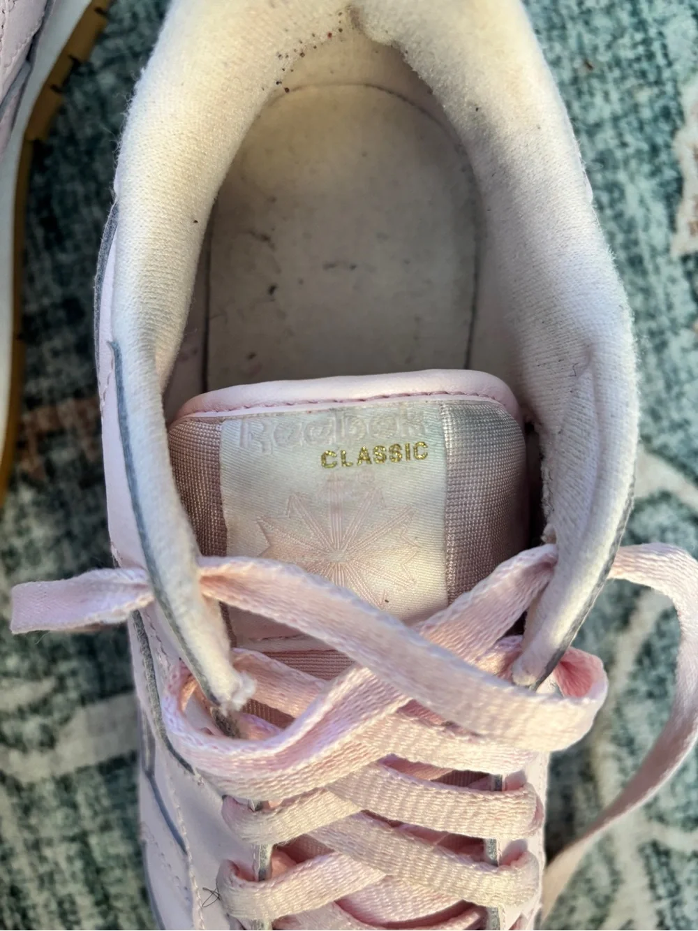 Reebok Classic Leather Sneakers in Pale Pink with Gum Sole
